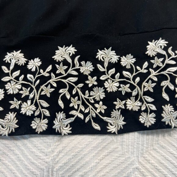 Christian Siriano for J. Jill Dress Women's Medium Petite White Black Embroidery - Picture 5 of 5